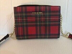 Steve Madden Red Plaid Crossbody Wallet Purse Tartan Preppy Academia